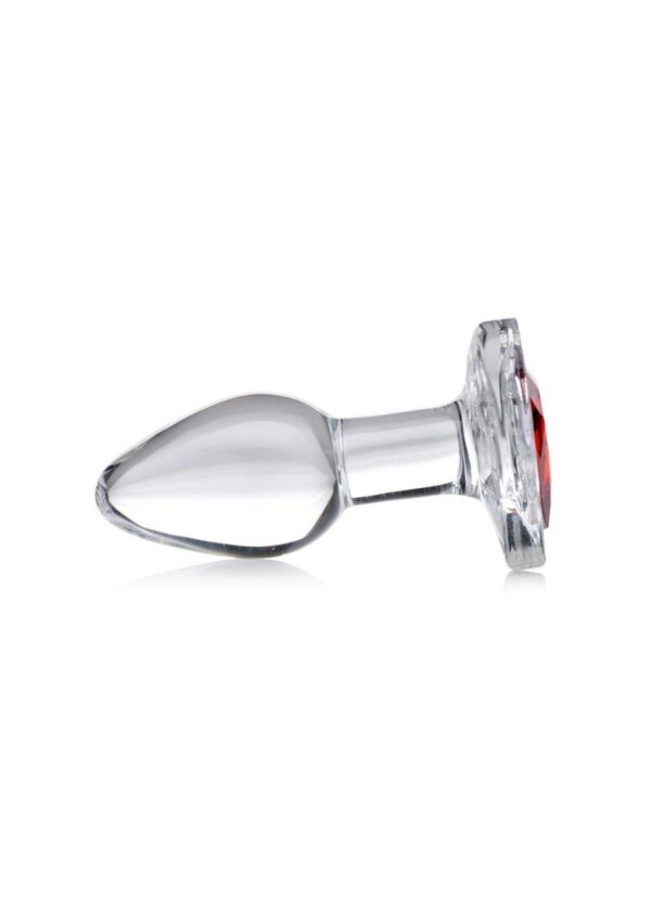 Booty Sparks Red Heart Glass Anal Plug - Small - Red/Clear - Image 4