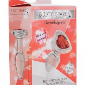 Booty Sparks Red Heart Glass Anal Plug - Small - Red/Clear