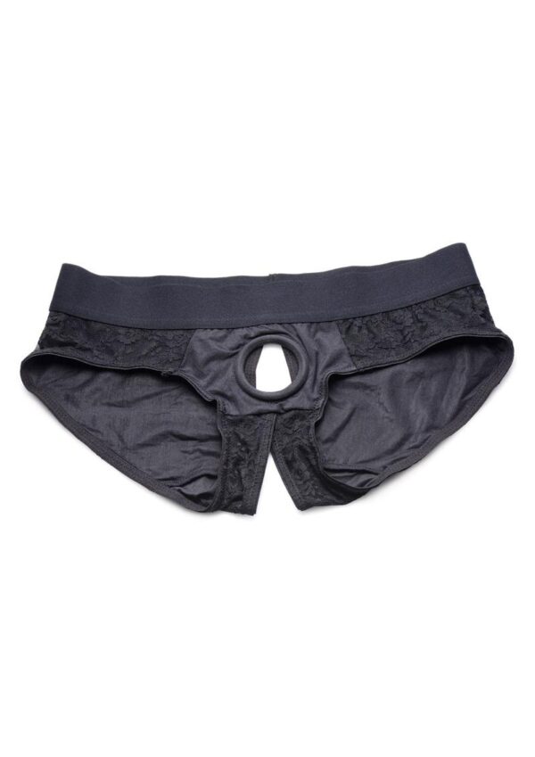 Strap U Lace Envy Black Crotchless Panty Harness - S/M - Black - Image 2