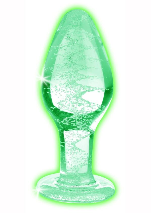 Booty Sparks Glow In The Dark Glass Anal Plug - Large - Clear - Image 2