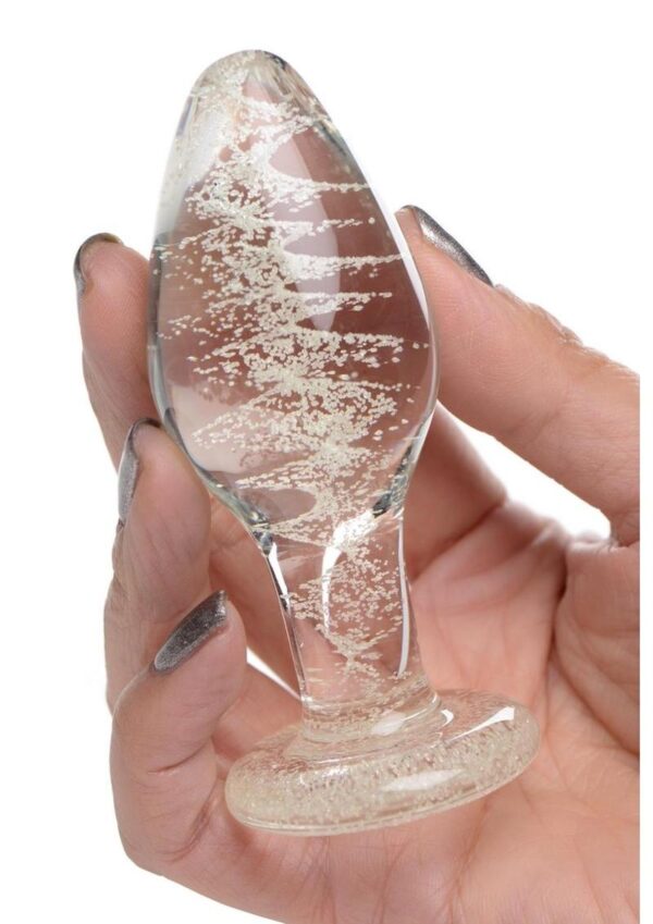 Booty Sparks Glow In The Dark Glass Anal Plug - Large - Clear - Image 4