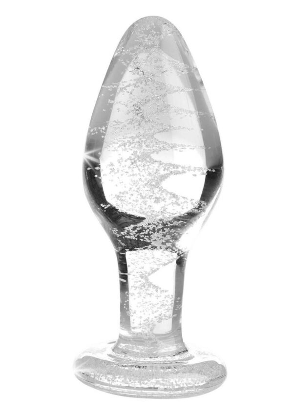 Booty Sparks Glow In The Dark Glass Anal Plug - Medium - Clear - Image 3