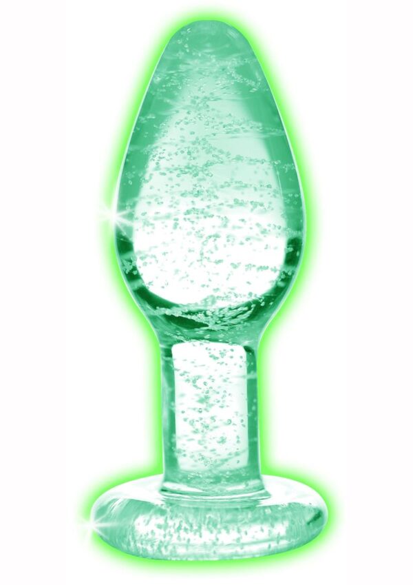 Booty Sparks Glow In The Dark Glass Anal Plug - Small - Clear - Image 2