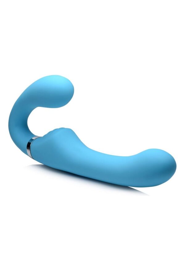 Strap U Mighty Rider 10x Silicone Rechargeable Strapless Strap-On with Remote Control - Blue - Image 2