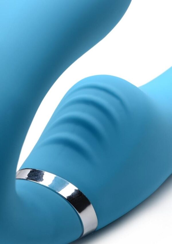 Strap U Mighty Rider 10x Silicone Rechargeable Strapless Strap-On with Remote Control - Blue - Image 3