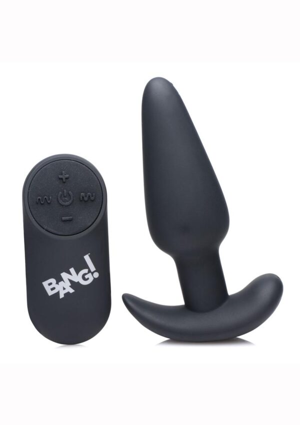 Bang! 21x Vibrating Silicone Rechargeable Butt Plug with Remote Control - Black - Image 2