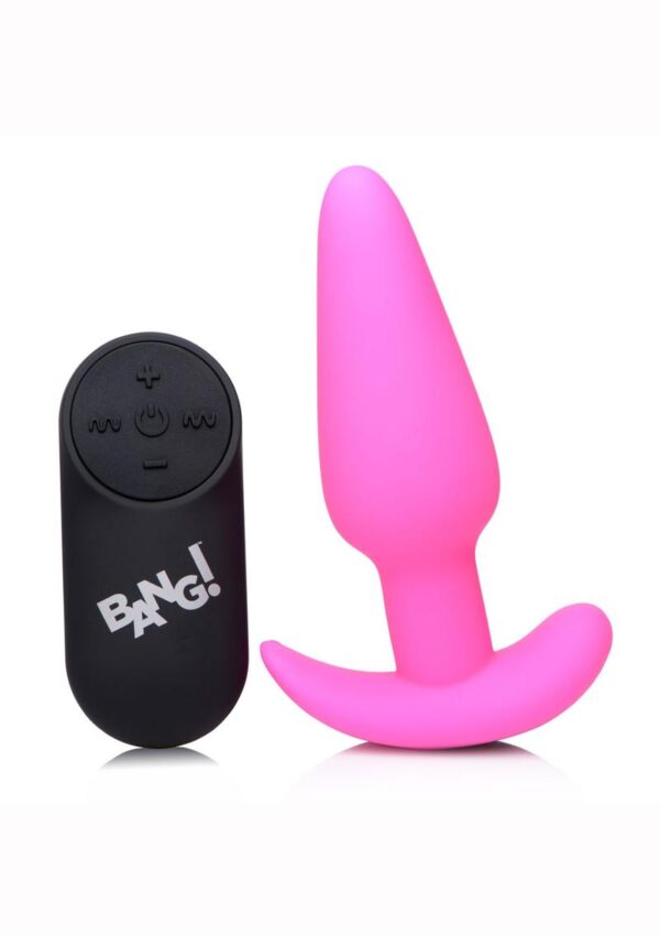 Bang! 21x Vibrating Silicone Rechargeable Butt Plug with Remote Control - Pink - Image 2