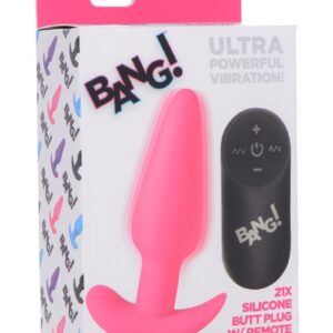 Bang! 21x Vibrating Silicone Rechargeable Butt Plug with Remote Control - Pink