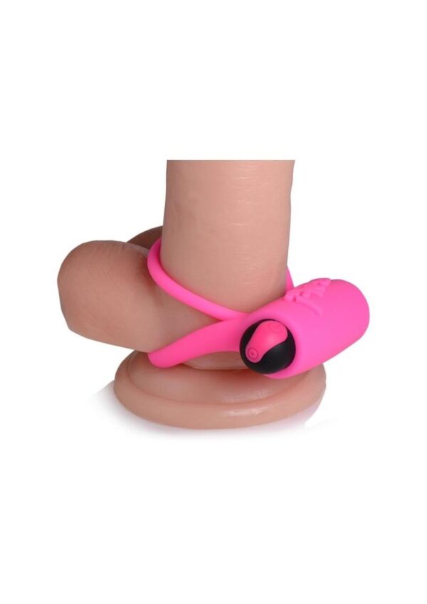 Bang! Silicone Rechargeable Cock Ring and Bullet with Remote Control - Pink - Image 4