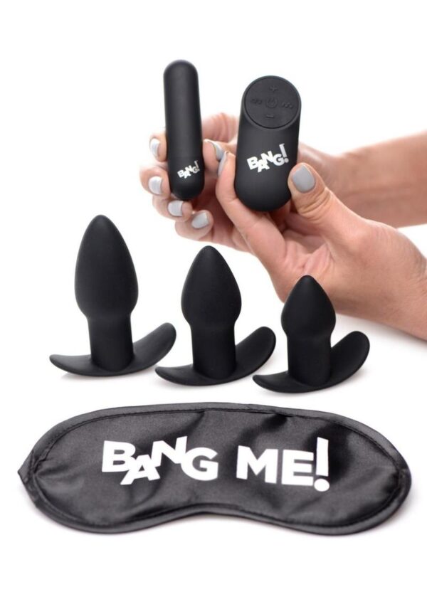 Bang! Backdoor Adventure Rechargeable Silicone Butt Plug Kit with Remote Control (5 pc set) - Black - Image 3