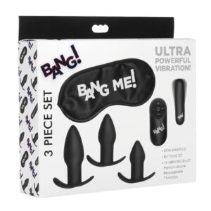 Bang! Backdoor Adventure Rechargeable Silicone Butt Plug Kit with Remote Control (5 pc set) - Black