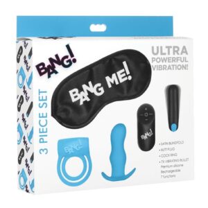 Bang! Duo Blast Plug and Cock Ring Kit (set of 4) - Blue