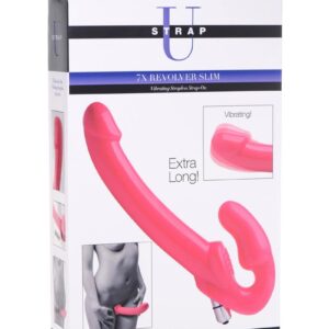 Strap U 7X Revolver Slim Vibrating Strapless Strap-On Dildo - Pink