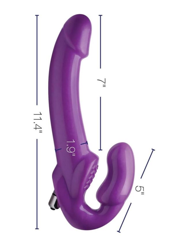Strap U 7X Revolver Thick Vibrating Strapless Strap-On Dildo - Purple - Image 4