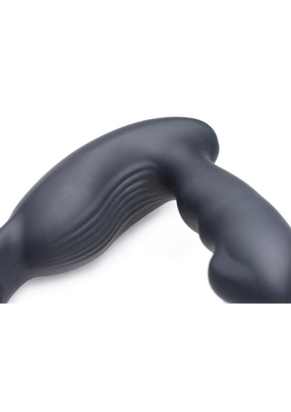 Alpha Pro 7X P-Strap Milker Silicone Rechargeable Vibrating Prostate Plug with Milking Bead, Cock and Ball Ring and Remote Control - Black - Image 4