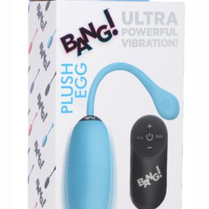 Bang! 28x Plush Silicone Rechargeable Egg with Remote Control - Blue