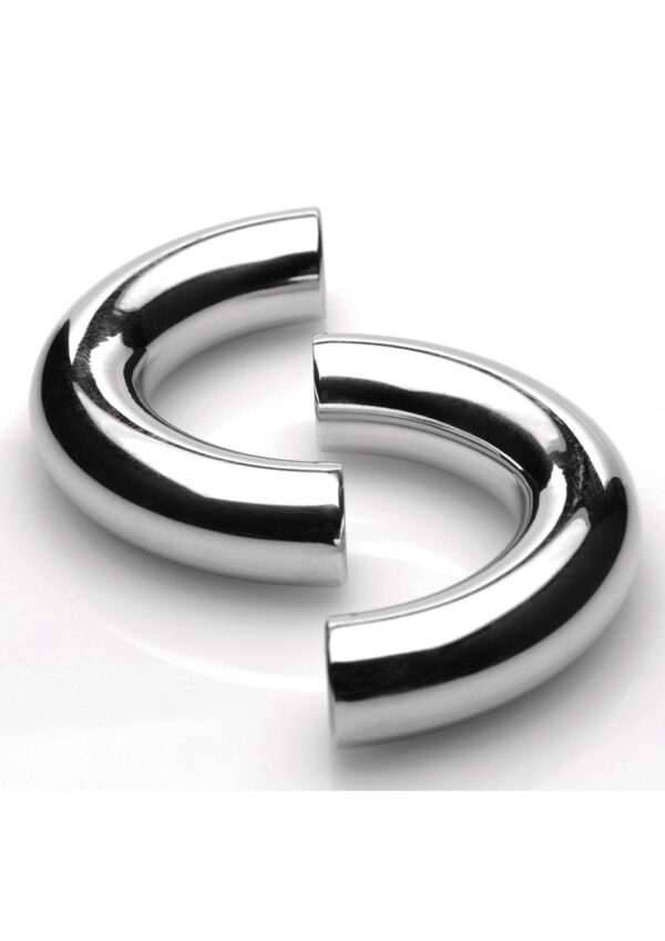 Master Series Mega Magnetize Stainless Steel Cock Ring 1.75in - Silver - Image 2