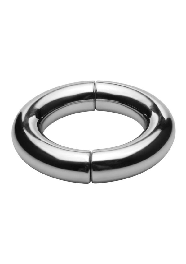Master Series Mega Magnetize Stainless Steel Cock Ring 1.75in - Silver - Image 3