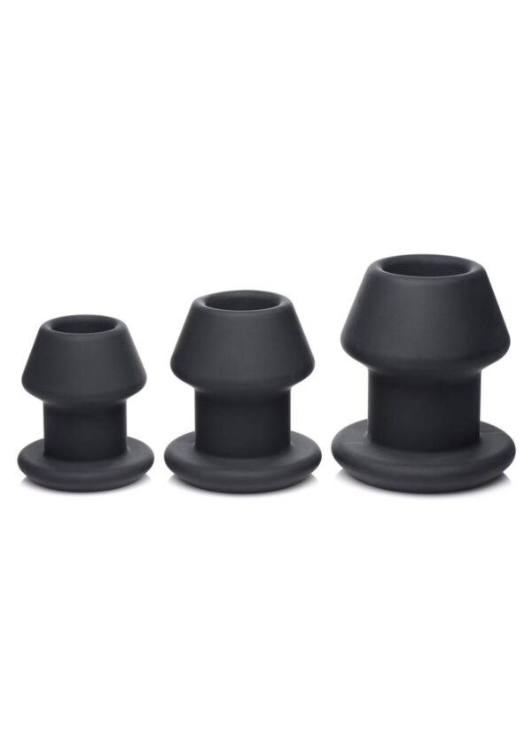 Master Series Gape-Grommets Hollow Silicone Anal Dilator Set (3 Pieces) - Black - Image 2