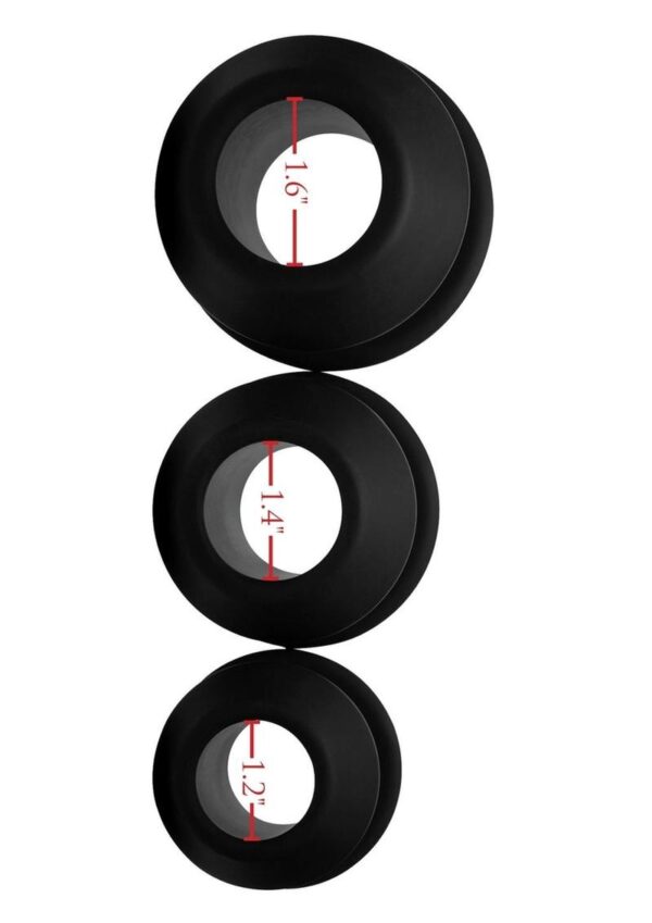 Master Series Gape-Grommets Hollow Silicone Anal Dilator Set (3 Pieces) - Black - Image 4