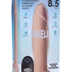 Swell 7X Inflatable and Vibrating Silicone Rechargeable Dildo with Remote Control 8.5in - Vanilla