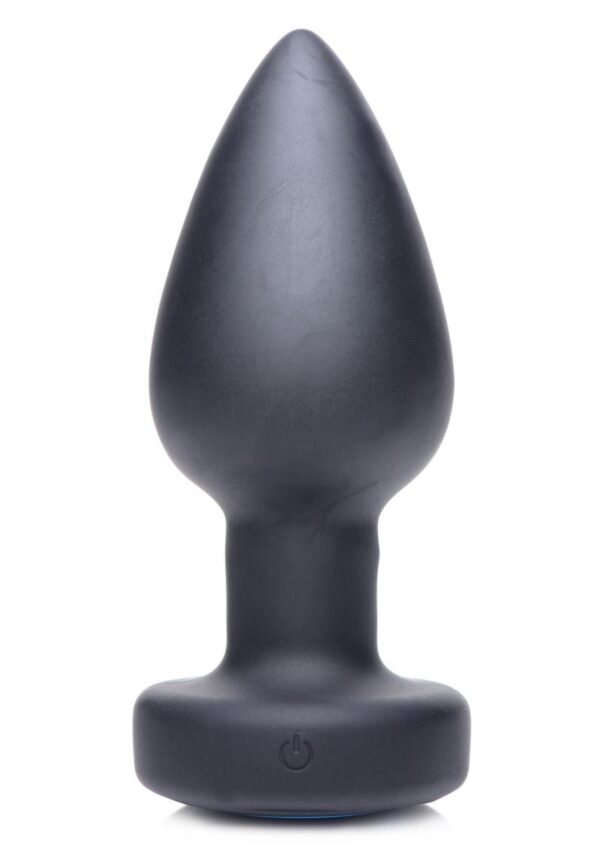 Zeus Vibrating and E-Stim Silicone Rechargeable Anal Plug with Remote Control - Black - Image 3