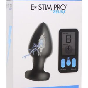 Zeus Vibrating and E-Stim Silicone Rechargeable Anal Plug with Remote Control - Black