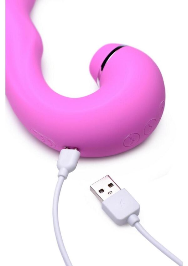 Inmi Shegasm 5 Star Tapping Silicone Rechargeable G-Spot Vibrator with Suction - Pink - Image 4