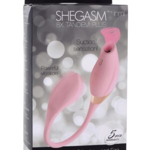 Inme Shegasm 8x Tandem Plus Rechargeable Silicone Suction Clitoral Stimulator and Egg - Pink