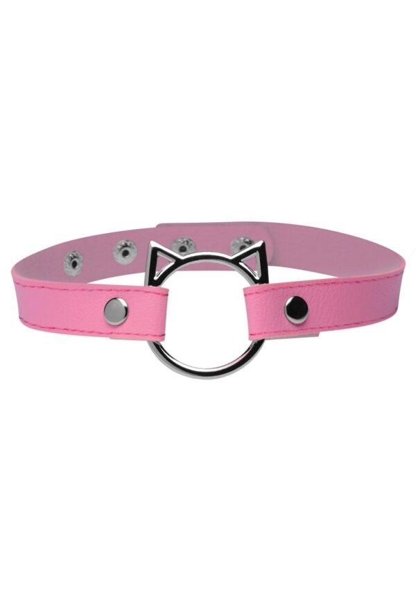 Master Series Kinky Kitty Adjustable Ring Choker Slim - Pink - Image 2
