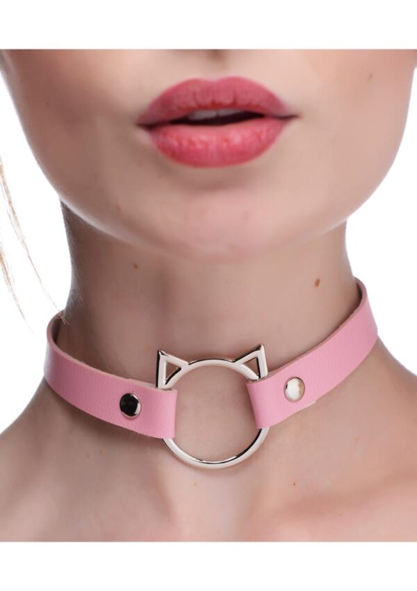 Master Series Kinky Kitty Adjustable Ring Choker Slim - Pink - Image 3