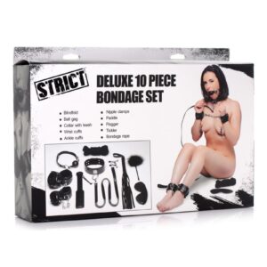 Strict Deluxe 10 Piece Bondage Set - Black