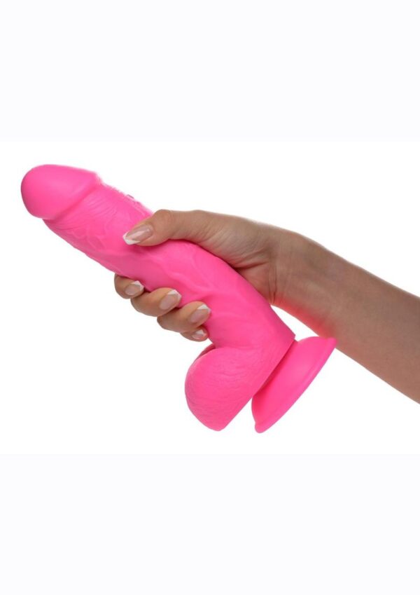Pop Peckers Dildo with Balls 8.25in - Pink - Image 4