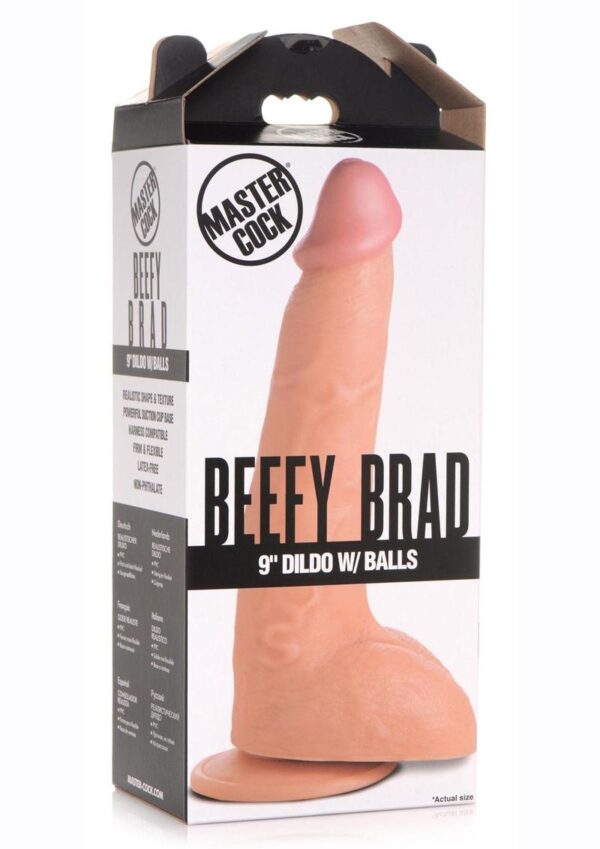 Master Cock Beefy Brad Dildo With Balls 9in - Vanilla
