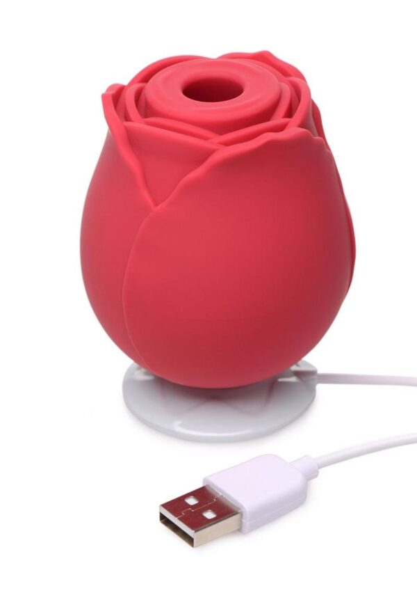 Inmi Bloomgasm Wild Rose 10x Silicone Rechargeable Clit Stimulator with Suction  - Red - Image 4