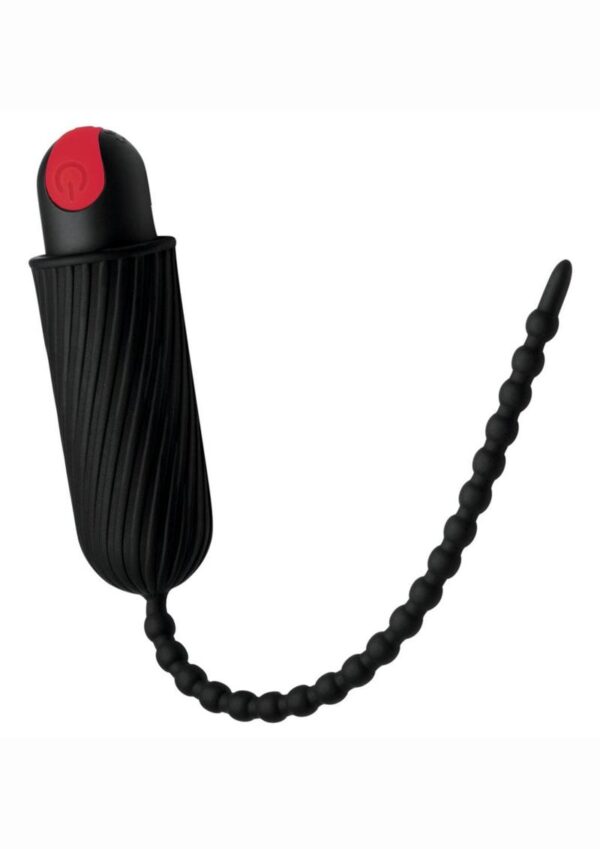 Master Series 28X Dark Chain Rechargeable Silicone Urethral Sounding Chain with Remote Control  - Black/Red - Image 3