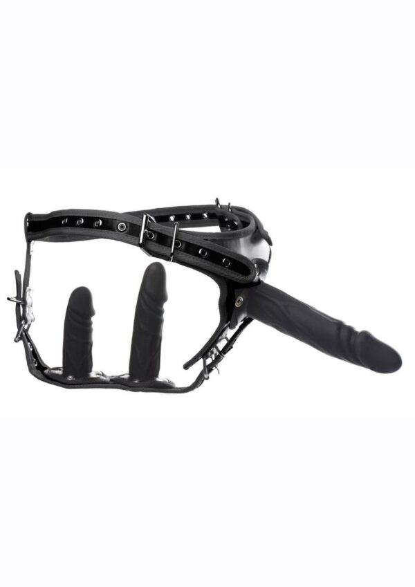 Strict Double Penetration Strap-On Harness with Silicone Dildos (3 pack) - Black - Image 2
