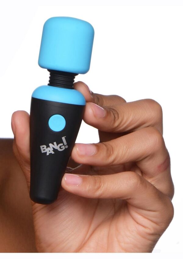 Bang! 10X Vibrating Mini Rechargeable Silicone Wand Massager - Blue - Image 4