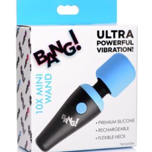 Bang! 10X Vibrating Mini Rechargeable Silicone Wand Massager - Blue