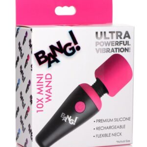 Bang! 10X Vibrating Mini Rechargeable Silicone Wand Massager - Pink