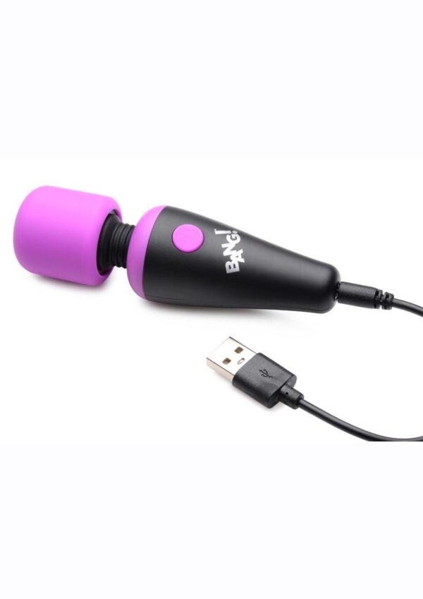 Bang! 10X Vibrating Mini Rechargeable Silicone Wand Massager- Purple - Image 3