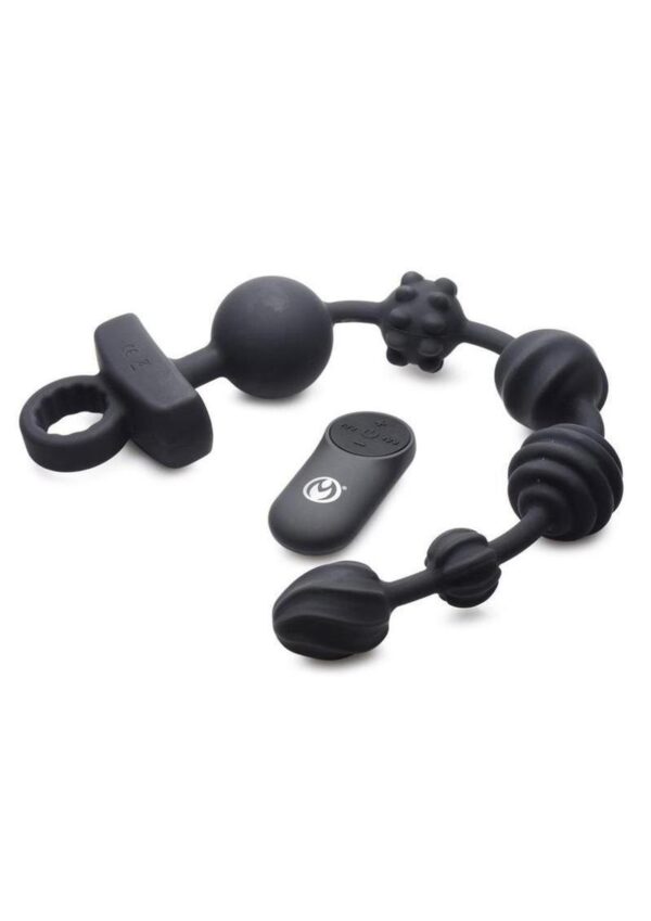 Master Series Vibrating Silicone Anal Beads with Remote Control - Black - Image 2