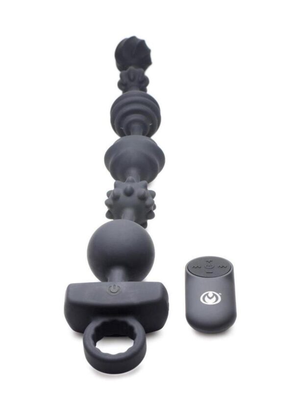 Master Series Vibrating Silicone Anal Beads with Remote Control - Black - Image 3