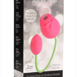 Inmi Bloomgasm Rose Duet 15x Silicone Rechargeable Vibrating and Sucking Clit Stimulator - Pink