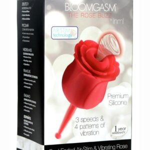 Inmi Bloomgasm Sucking and Vibrating Rose Silicone Rechargeable Clit Stimulator - Red