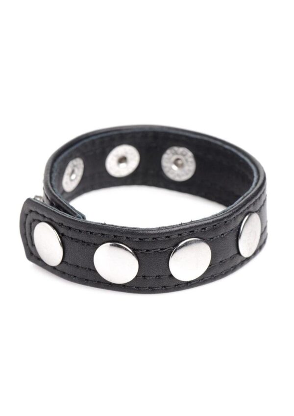 Cock Gear Leather Speed Snap Cock Ring - Black - Image 2
