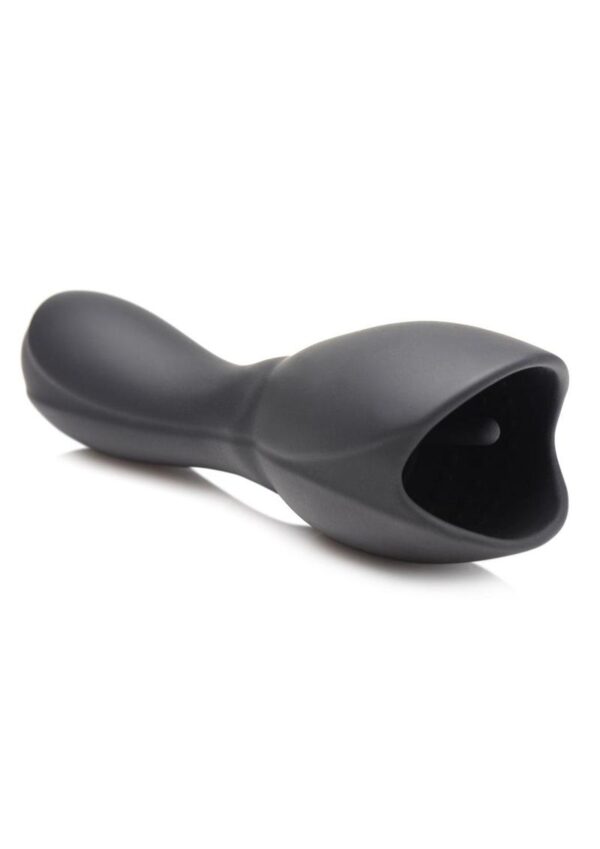Trinity Men 10X Vibrating Rechargeable Silicone Penis Head Teaser with Urethral Sounds - Black - Image 2