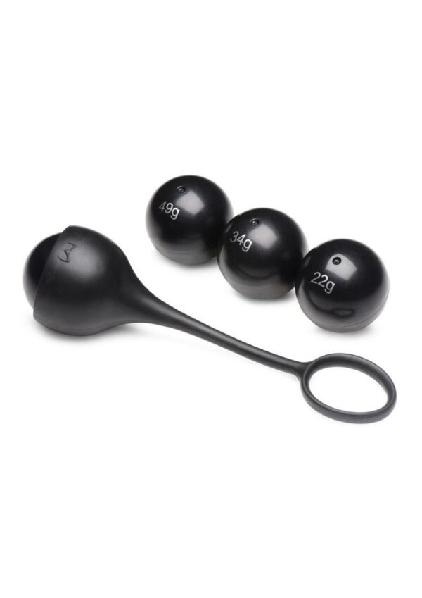 Master Series Cock Dangler Silicone Penis Strap with Weights - Black - Image 2