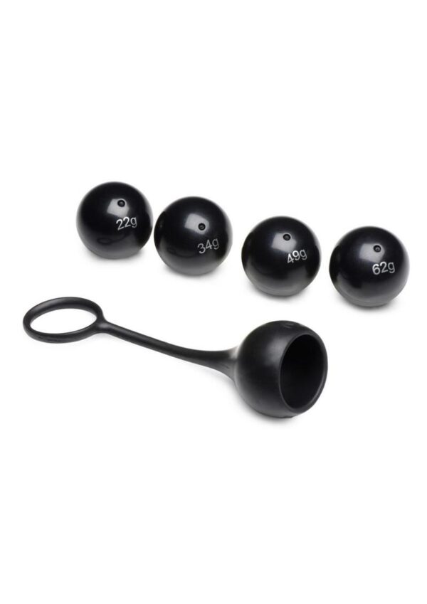 Master Series Cock Dangler Silicone Penis Strap with Weights - Black - Image 3