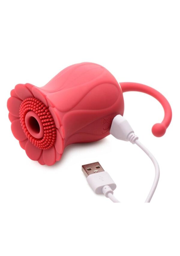 Inmi Bloomgasm Royalty Rose Rechargeable Silicone Textured Suction Clitoral Stimulator - Red - Image 4